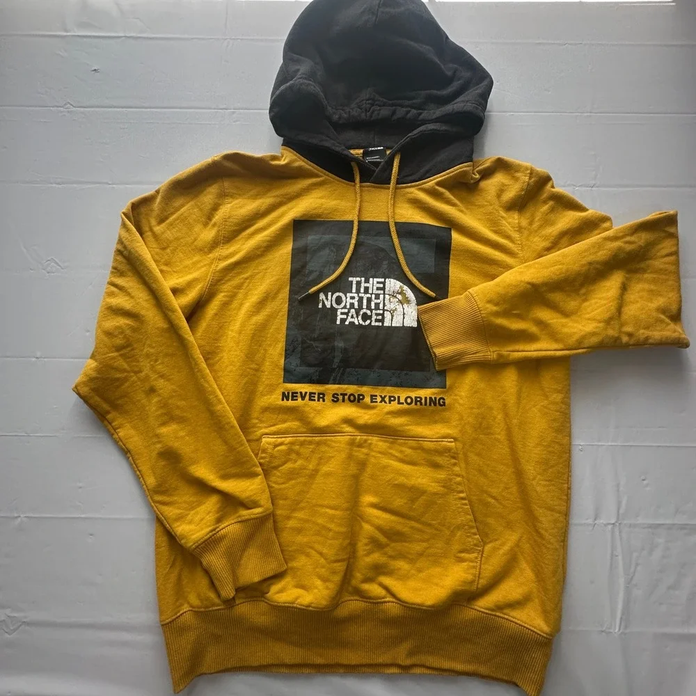 The North Face Mens Yellow Never Stop Exploring Graphic Hoodie A5GEX Large